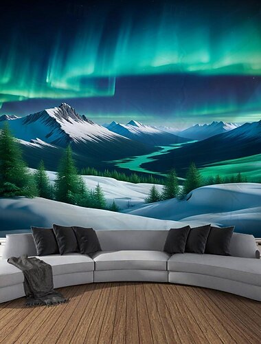  nature suspendus tapisserie mur art grande tapisserie décor mural photographie toile de fond couverture rideau maison chambre salon décoration nord lumière aurore