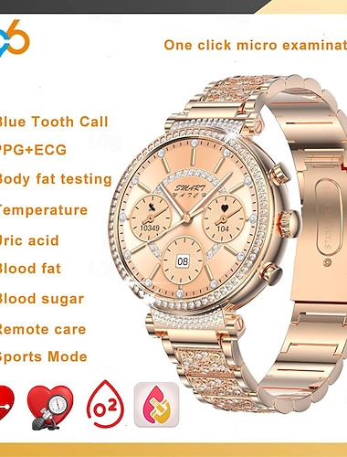  696 TK28 Reloj inteligente 1.27 pulgada Pulsera inteligente Bluetooth ECG + PPG Podómetro Recordatorio de Llamadas Compatible con Android iOS Mujer Llamadas con Manos Libres Recordatorio de Mensajes