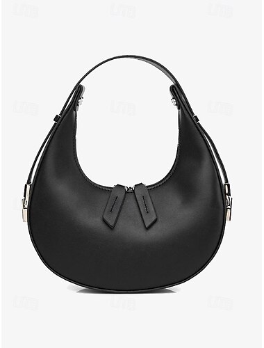  Damen Handtasche Schultertasche Abendtasche Aguette Tasche Halbrunde Tasche PU-Leder Party Festtage Hochzeitsfeier Schnalle Einstellbar Leichtgewichtig Multi-Carry Feste Farbe Schwarz Weiß