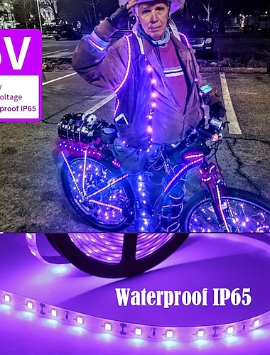  1m 2m 3M Flexibele LED-verlichtingsstrips 60-300 LEDs 2835 SMD 8 mm 1Stel de bevestigingsbeugel in 1 set Paars LED-Striplampen Halloween Voor buiten Waterbestendig Voeding Via USB Batterijen