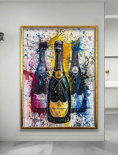  botellas de vino pintura al óleo arte de pared pintado a mano lienzo de vino pintura de vino vino pintura al óleo para decoración de pared arte de pared hecho a mano pintura de vino
