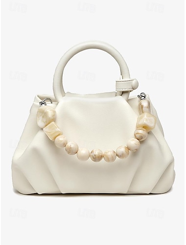  Damen Handtasche Umhängetasche Schultertasche Abendtasche Handgelenk-Tasche PU-Leder Party Hochzeitsfeier Strand Acryl Kette Falten Erweiterbar Multi-Carry Feste Farbe Schwarz Weiß Gelb