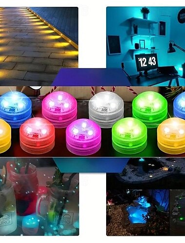 5/10 Stück wasserdichte RGB-Nachtlichtfernbedienung für Weihnachten, Halloween, Hochzeit, Feiertagsdekorationslichter, Unterwasser-Dekorationslichter