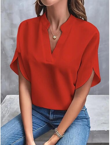  Bluse Elegante Oberteile Damen Schwarz Weiß Gelb Solide / einfarbig Sexy Täglich Elegant V Ausschnitt Regular Fit S