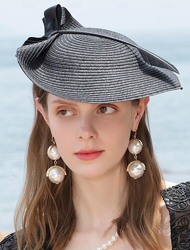  Hüte Kunstfaser Strohhut Untertasse Hut Zylinder Hochzeit Cocktail elegante Hochzeit mit Feder Spleißen Kopfbedeckung Kopfbedeckung