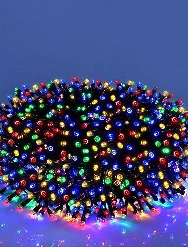  50m 100m utendørs vanntett lysstreng festival fest dekorativt lys 8-modus jernskall vanntett strømforsyning hage hage hagebelysning lampe 24v lavspenning 1 sett