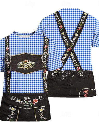  Oktoberfest Beer Bavarian T-shirt Lederhosen 3D Graphic For Men's Adults' Carnival Oktoberfest Beer 3D Print Party Casual Daily