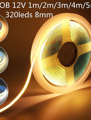  Tira de luces led cob dc 12v 320 diodos cob cinta de barra led flexible cinta lineal para decoración de habitación 1m/2m/3m/4m/5m