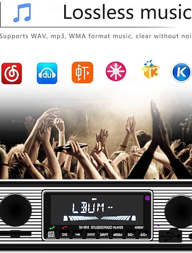  autoradio bluetooth vintage autoradio mp3-speler stereo usb voor aux klassieke autoradio audio zilver zwart