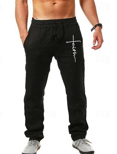  Bărbați Pantaloni de vară Talie elastică Scrisă Imprimeu Grafic Confort Lungime totală În aer liber Haine de strada Vacanță Hawaiană Negru Alb Micro-elastic