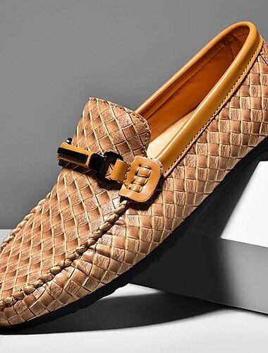  ανδρικά υφαντά δερμάτινα loafers - κομψά παπούτσια φόρεμα με αγκράφα για επίσημες και casual περιστάσεις