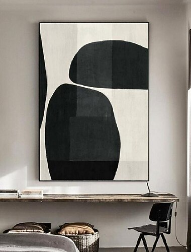  pittura a olio fatta a mano pittura a olio in bianco e nero wabi sabi pittura a olio astratta arte murale dipinta a mano pittura a olio astratta moderna pittura di figure geometriche arte murale per