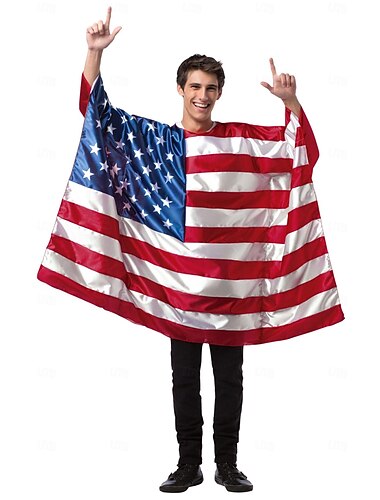  USA Flagge Faschingskostüme 4. Juli Kostüm Erwachsene Damen Lustig Leistung Party Karneval Tag der Unabhängigkeit 4. Juli Einfaches Karnevalskostüm