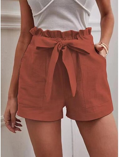  Damen Shorts aus Baumwollleinen Shorts Mode Kurz Einfach Seitentaschen Atmungsaktivität Bequem Unelastisch Alltagstauglich Weiß Rote Marinenblau Khaki Sommer Normale Passform