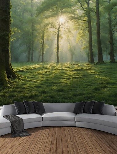  Nature forêt chemin suspendu tapisserie mur art grande tapisserie décor mural photographie toile de fond couverture rideau maison chambre salon décoration