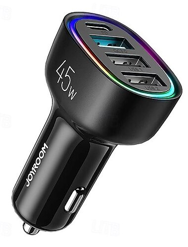  45w vier-port auto ladegerät eine schlepptau vier handy auto schnelle lade kopf atmosphäre licht