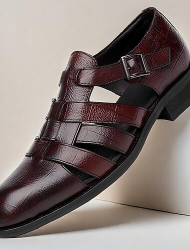  Leren visserssandalen voor heren - stijlvolle nette schoenen met gesloten neus en gesp voor formele en vrijetijdskleding