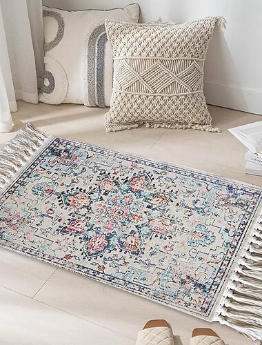  gewebte Boho Mandala Fußmatte Küchenmatte Bodenmatte rutschfester Bereich Teppich ölbeständiger Teppich Indoor Outdoor Matte Schlafzimmer Dekor Badezimmermatte Eingangsteppich