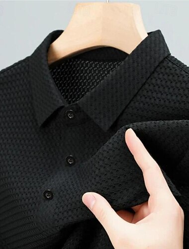  رجالي قميص بولو وافل قميص الجولف عمل فضفاض Lapel كم قصير أساسي الحديث سهل أزرار للربيع والصيف عادي أسود أبيض أزرق سماوي أخضر داكن كوفي رمادي قميص بولو وافل