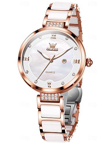  OLEVS Damen Quarz uhr Minimalistisch Modisch Armbanduhr Kalender WASSERDICHT Dekoration Edelstahl Beobachten