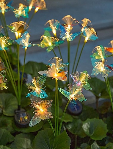 2 pièces fibre solaire fleur papillon jardin lumière cour extérieure étanche pelouse lumière paysage villa parc cour voie décoration atmosphère lumière