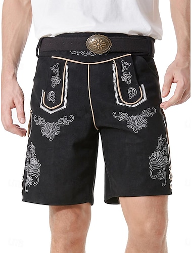  Carnaval Oktoberfest Costume Lederhosen Bavarois Allemand Munich Prairies Homme Tissu de style traditionnel