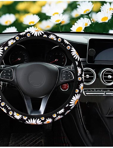  fyautoper Lenkradbezug, elastisch, bedruckt, Sonnenblumen-Design, ohne Innenring, 1 Stück