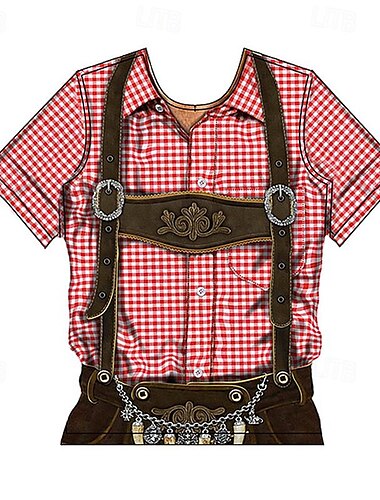  Oktoberfestbier Bayerisch T-Shirt-Ärmel Lederhosen 3D Grafik Für Herren Erwachsene Karneval Oktoberfestbier 3D-Druck Party Casual