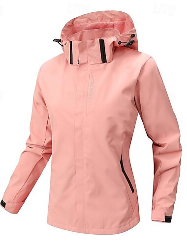  Damen Windjacke Wanderjacke Regenmantel Außen Wasserdicht Winddicht Wanderoutfits Wanderbekleidung Frühling Herbst Oberteil Camping / Wandern / Höhlenforschung Laufen Weiß Rosa Purpur