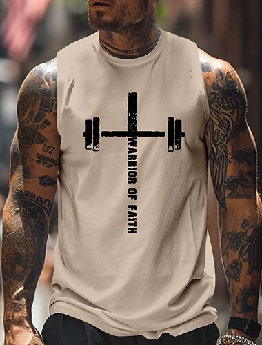  Herren Kurzhantel Shirt Ärmellos T-Shirt 3D-Druck Rundhalsausschnitt Hemd Sport Modisch Täglich Fitnessstudio Schwarz Weiß Khaki Sommer Frühling Bekleidung S M L XL XXL XXXL