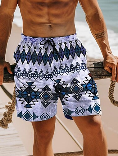  Herren Karo / Karomuster Shorts Mittlere Taille Urlaub Vintage Mode Outdoor Lässig Ferien Seitentaschen Kordelzug Designer Bekleidung