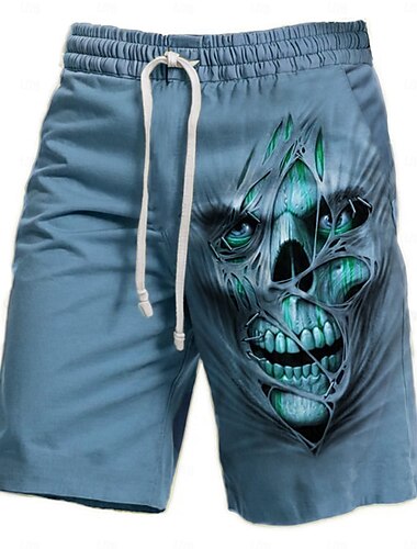  Pánské 3D tisk Lebky Tepláky Plážové šortky Terry šortky Středně vysoký pas Vinobraní Na běžné nošení Denní Dovolená Streetwear Šňůrky Elastický pas 3D tisk Návrhář Oblečení