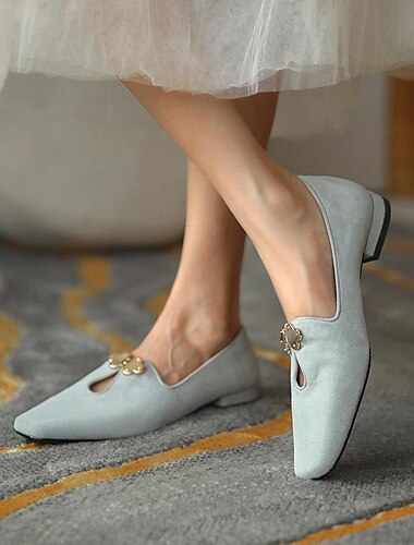  Damen-Ballerinas aus fuchsiafarbenem Wildleder – elegante Loafer im Vintage-Stil mit floraler Schnalle für Büro, Teeparty und den Alltag
