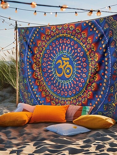  mandala da esterno om appeso arazzo arte della parete grande arazzo decorazione murale fotografia sfondo coperta tenda casa camera da letto soggiorno decorazione