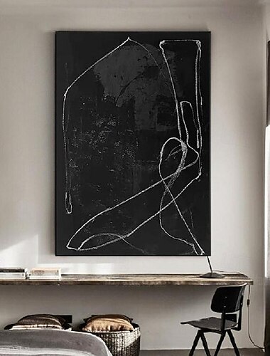  Black and White oil painting Wabi Sabi Abstract painting handmade Wall Art Artwork picture Modern Abstract Oil Painting Geometric Figures painting Wall Art for Home