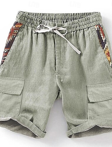  Herren Geometrisch 3D-Druck Shorts Sommershorts Freizeitshorts Mittlere Taille Ethno-Stil Retro Vintage Lässig Täglich Ferien Tasche Kordelzug Elastischer Bund Designer Bekleidung