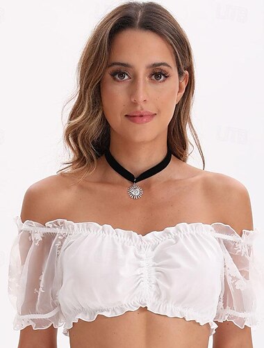  Carnaval Oktoberfest bier Kostuum Gemaskerd Bal Dirndl-blouse Beiers hulp in de huishouding Duits München Halloween Weiden Dames Halloween Doek in traditionele stijl Top