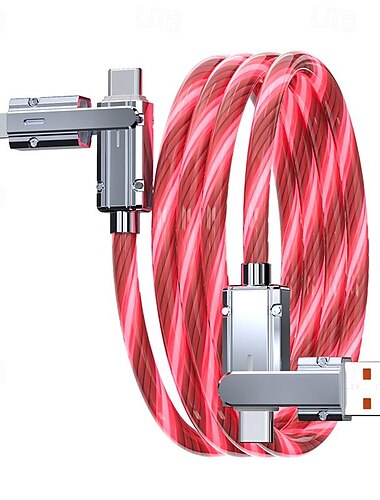  pd27w 100 W Zinklegierung 2-Schlepp 2-Sterne-Schillernder Streamer Schnellladedatenkabel 4-in-1 leuchtendes Ladekabel