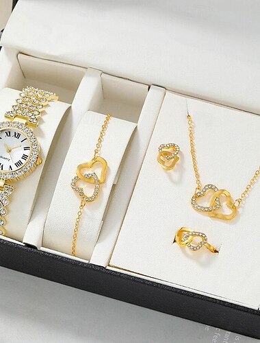  Damen Quarz uhr Diamant Mit Kette Bling Strass Chronograph Legierung Beobachten