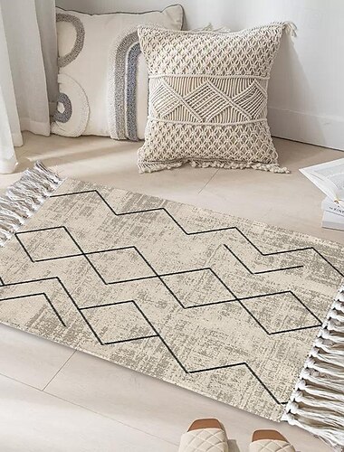  gewebte Bohemian Mandala Fußmatte Küchenmatte Bodenmatte rutschfeste Bereich Teppich ölfester Teppich Indoor Outdoor Matte Schlafzimmer Dekor Badezimmermatte Eingangsteppich blau