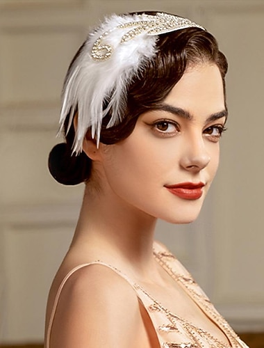  Années 1920 Gatsby le Magnifique Serre Tête Flapper Gatsby le Magnifique Invité au mariage Sans Col Déguisement Femmes Halloween Carnaval Mascarade Soirée Mascarade Réception de mariage Adulte Bandeau