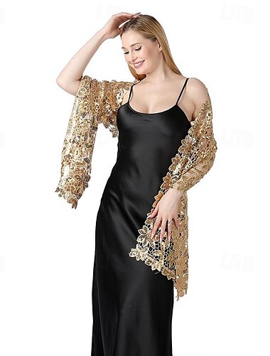  Chal bordado soluble en agua con lentejuelas para novia, dama de honor, baile, fiesta, vestido de noche, cheongsam, cena