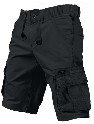  Per uomo Pantaloncini tattici Pantaloncini modello cargo Pantaloncini Bottoni Vita elastica Multi tasca Liscio Indossabile Breve Esterno Giornaliero Campeggio e hiking Di tendenza Classico Nero Verde