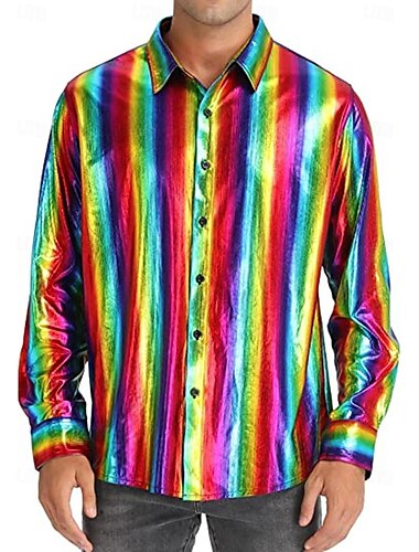  Schijf Jaren '80 Metallic Blouse / overhemd Gemaskerd Bal Schijf Effen Kleur Voor heren Carnavalskostuum Maskerade Feest / Uitgaan Prideparade Trots maand Volwassenen Hemd