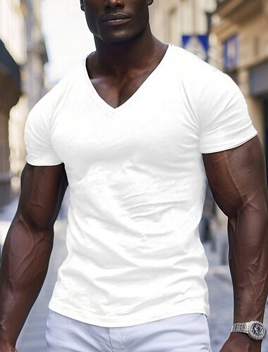  Herren T Shirt Feuchtigkeitsableitende Hemden Kurzarm V Ausschnitt Einfach Sport Basic Lässig Lässig Hellblau Schwarz Weiß Top T-Shirt für Herren