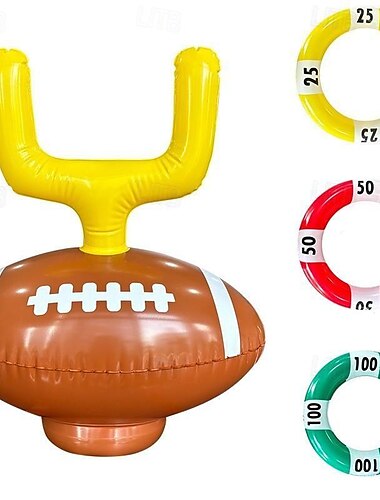  Aufblasbares Ringwurfspiel-Set, Zielwurfspiel, schwimmender Schwimmringwurf, inklusive aufblasbarem Kaktus, 4 farbigen Ringen als Fiesta-Party-Zubehör, Hawaii-Pool-/Strandparty-Dekoration