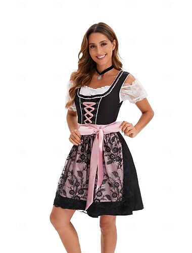  Oktoberfest Šaty Dámské šaty Trachtenkleader Oktoberfest / pivo Bavorský Tradiční kostýmní šaty Louky Dámské Tradiční Styl Tkanina Halenky Šaty Zástěra