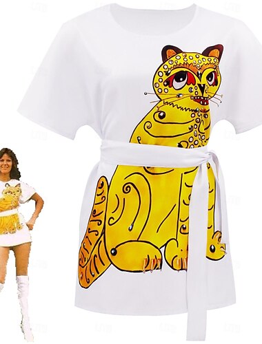  Retro Vintage 1970er Kleid T-Shirt Abba-Kostüm Damen Maskerade Alltagskleidung Pride Parade Pride-Monat Erwachsene T-shirt Taillengürtel