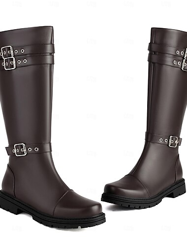  Herren Stiefel Reitstiefel Wanderschuhe Punk Römische Schuhe Britischer Gentleman PU Leder Komfortabel Halbschuhe Dunkelbraun Schwarz Herbst Winter