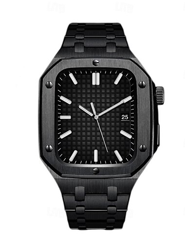  Láncos karkötő Kompatibilis valamivel Apple Watch óraszíj 44mm 45mm Case-szal Luxus Pillangó csat Rozsdamentes acél Csere óraszíj mert iwatch Series 8 7 6 5 4 SE